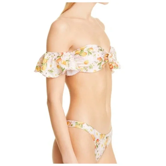 FARM RIO Tangerine Dream Flutter Sleeve Bikini Top Womens Medium Pink Floral NEW - Picture 3 of 12